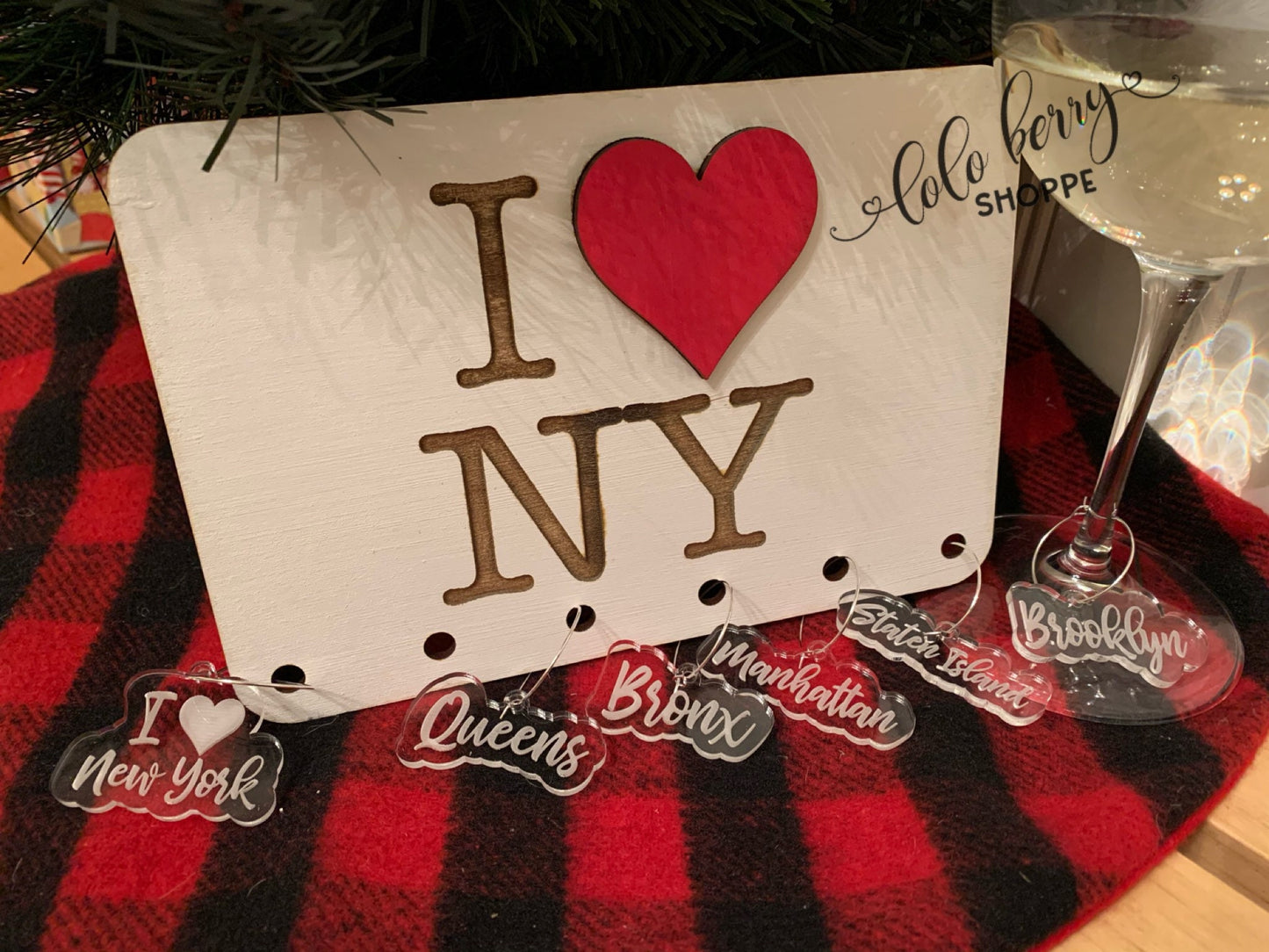 I love NYC, wine charms, wine tags, glass charms, personal gifts, gift box, New York City,