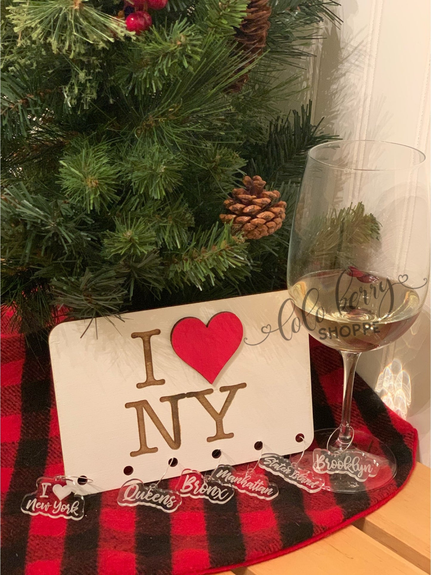 I love NYC, wine charms, wine tags, glass charms, personal gifts, gift box, New York City,