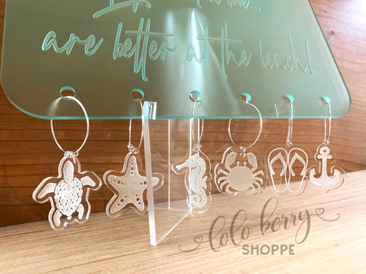 Beach theme wine glass charms