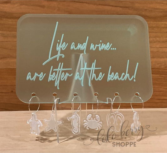 Beach theme wine glass charms