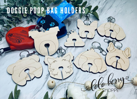 Doggie Poop Bag Holders, Baggies, Dog Waste Bags, Yorkie, Pittie, Boston Terrier, personalized dog waste bag holders