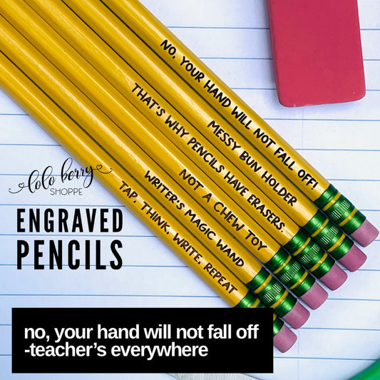 Engraved Pencils, School Supplies, Personalized Pencils, Teacher gifts, stocking stuffer pencils