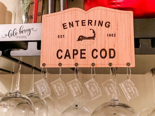 Entering Cape Cod Wine Glass Charms, Cape Cod, Wine Charms