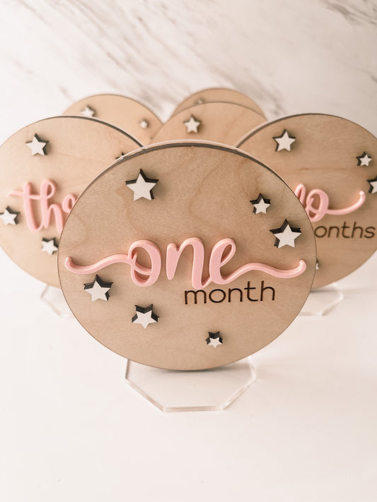 Baby Monthly Milestone Markers, Milestone discs, baby photo frame, First birthday photo display
