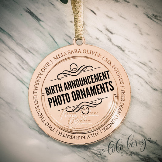 Birth Announcement Ornament, 2021 Birth Ornament, Birth stat ornament, Birth Photo announcement ornament