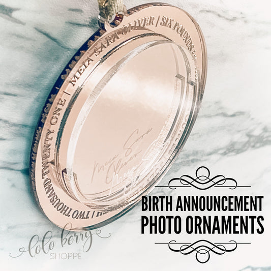 Birth Announcement Ornament, 2021 Birth Ornament, Birth stat ornament, Birth Photo announcement ornament