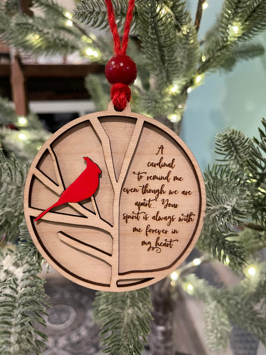 Cardinal Ornament, Christmas Cardinal, In memory of ornament