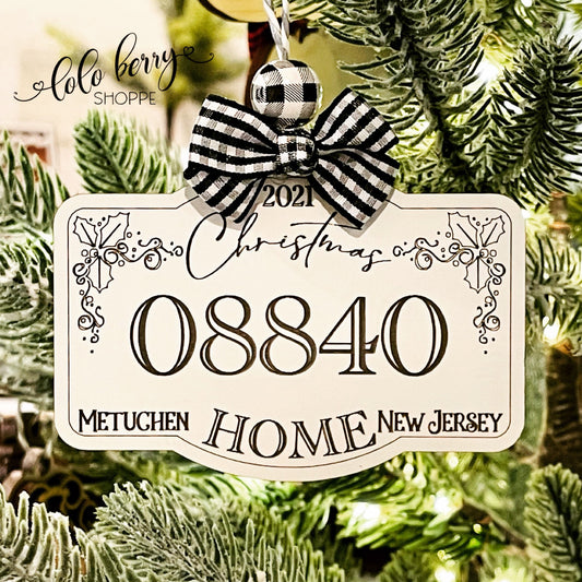 Postal Code Ornament, Home ornament, Zip Code ornament