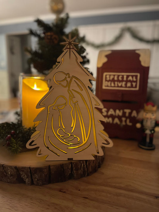 Minimalist Nativity, Wooden Tea light nativity, Nativity scene, Wooden Nativity, Lantern, candle holder, Christmas Lantern