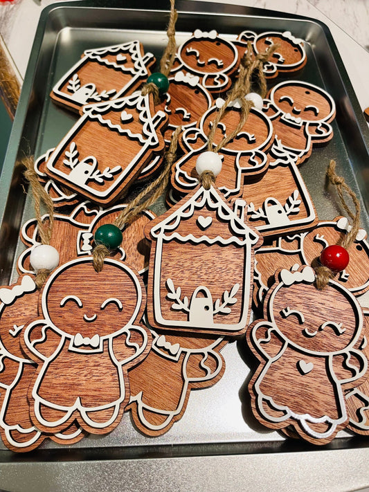 Wooden Gingerbread Ornament, Cottagecore, Cottage core, Farmhouse, Wooden Ornaments, woodland ornaments