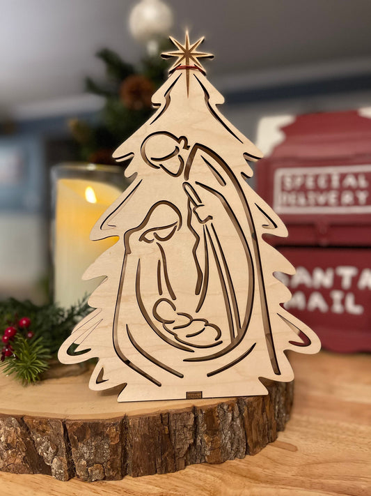 Minimalist Nativity, Wooden Tea light nativity, Nativity scene, Wooden Nativity, Lantern, candle holder, Christmas Lantern