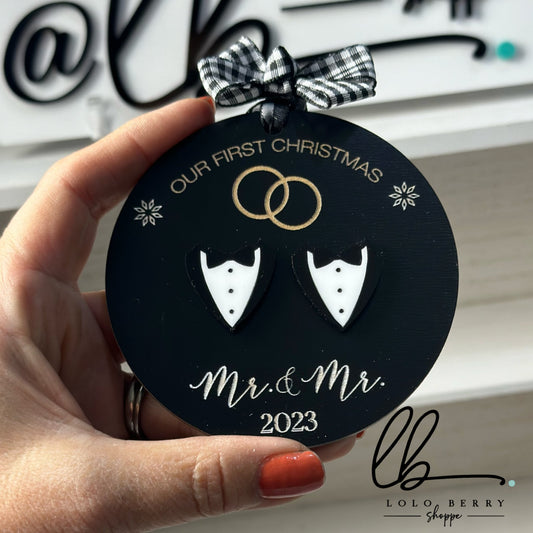Mr and Mrs Ornament, Just Married Ornament, First Christmas Married, Wedding Ornament, Mrs and Mrs, Mr and Mr, Christmas love