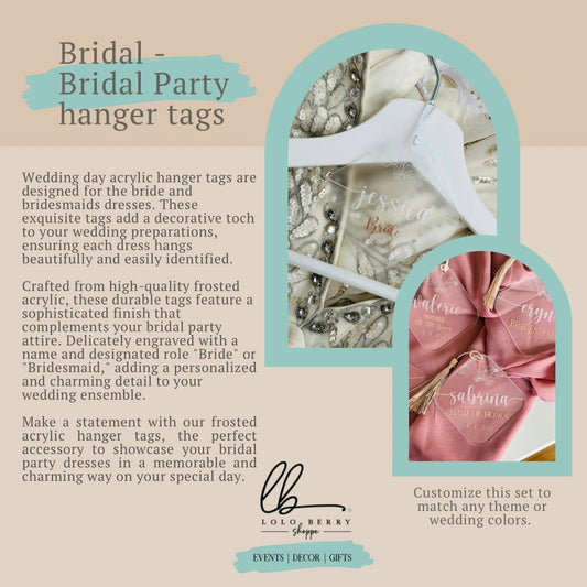 Tags For Hangers,  Wedding and Bridal Party hanger tags, Bridesmaids dress Tags, wedding gown tag, Bridesmaid proposal gift,