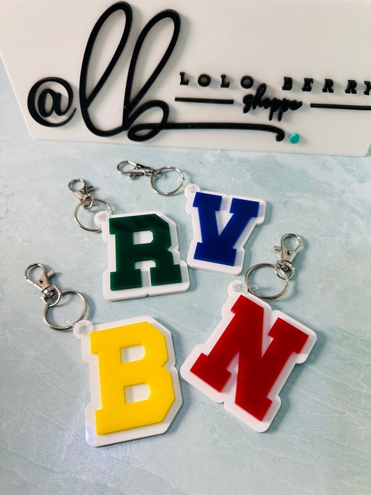Bag Tag, Initial Keychain, Varsity letter keychain, Varsity Bag Tags