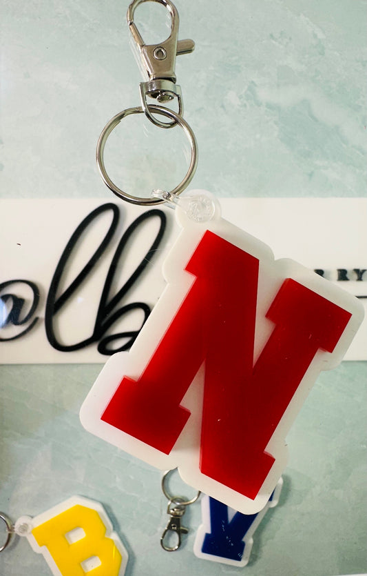 Bag Tag, Initial Keychain, Varsity letter keychain, Varsity Bag Tags