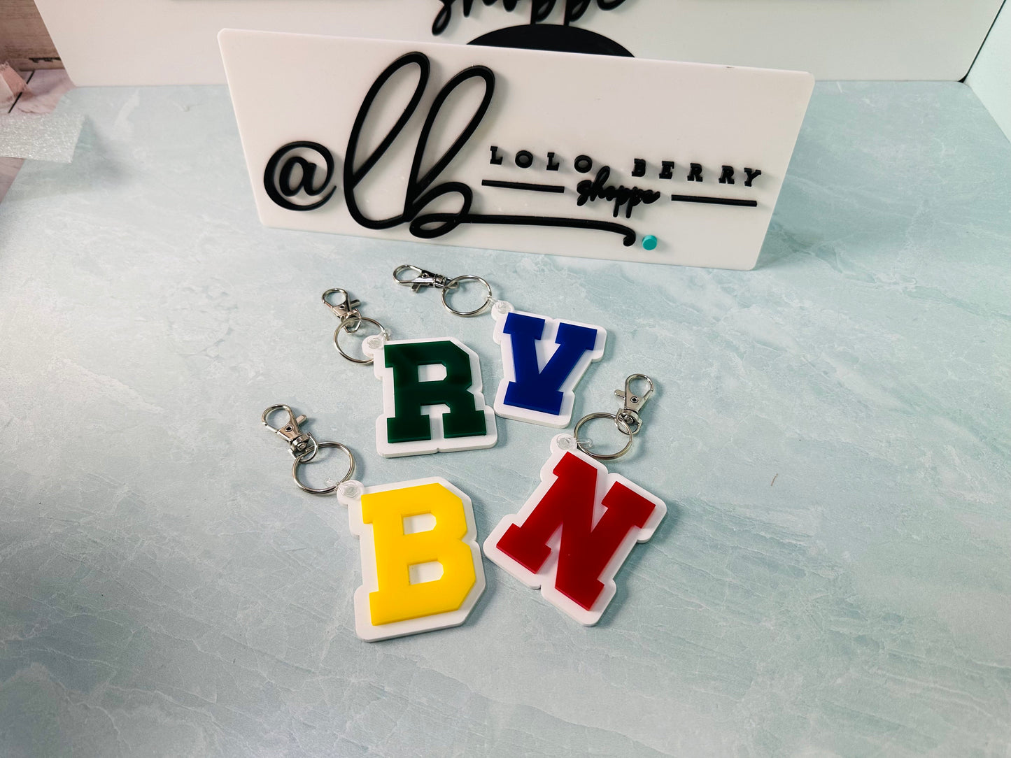 Bag Tag, Initial Keychain, Varsity letter keychain, Varsity Bag Tags